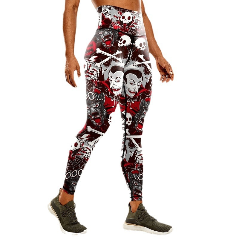 Ladies Leggings with Halloween Skull Pattern Print
