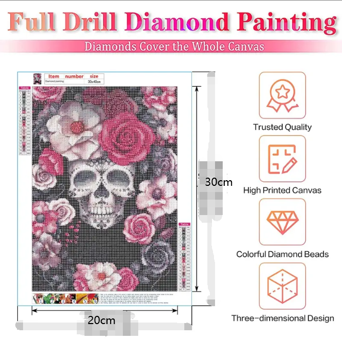 Unframed 5D DIY Diamond Painting Kit - Halloween Skull