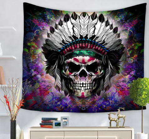 Skull Halloween Digital Print Tapestry and Tablecloth